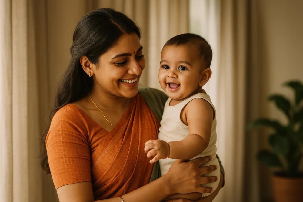 A mother and baby spending time together